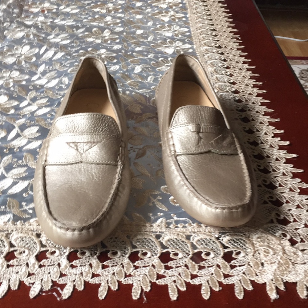 Gold Cole Haan loafers